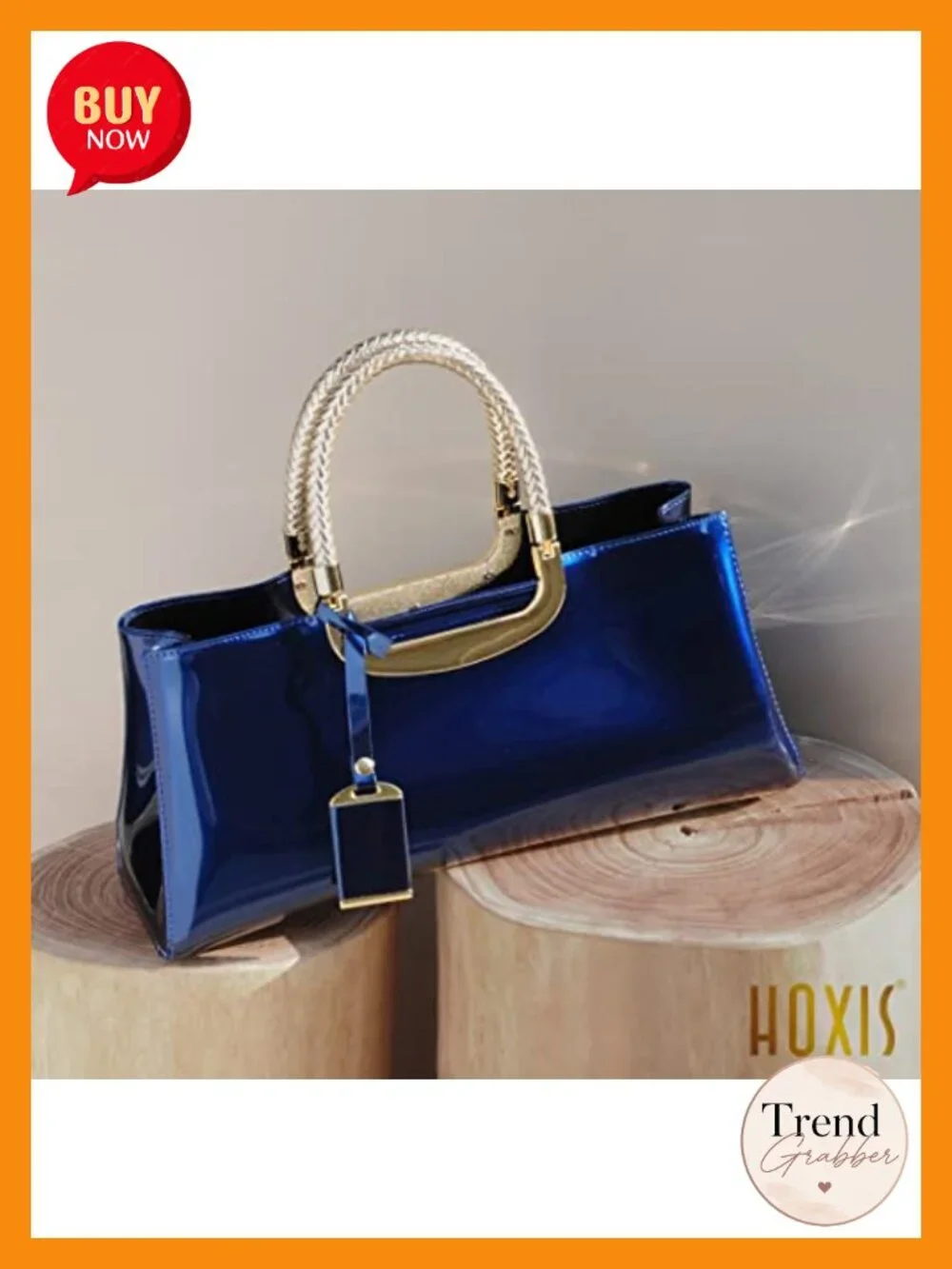 Glossy Faux Patent Leather Structured Shoulder Satchel Evening Party Handbag